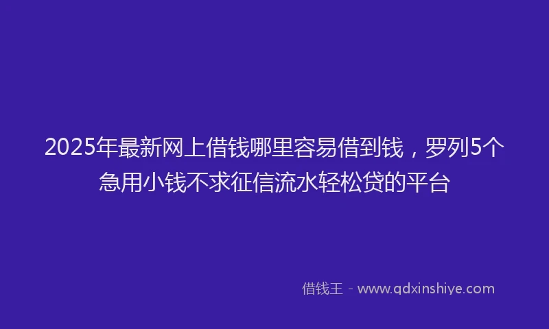 2025年最新网上借钱哪里容易借到钱，罗列5个急用小钱不求征信流水轻松贷的平台