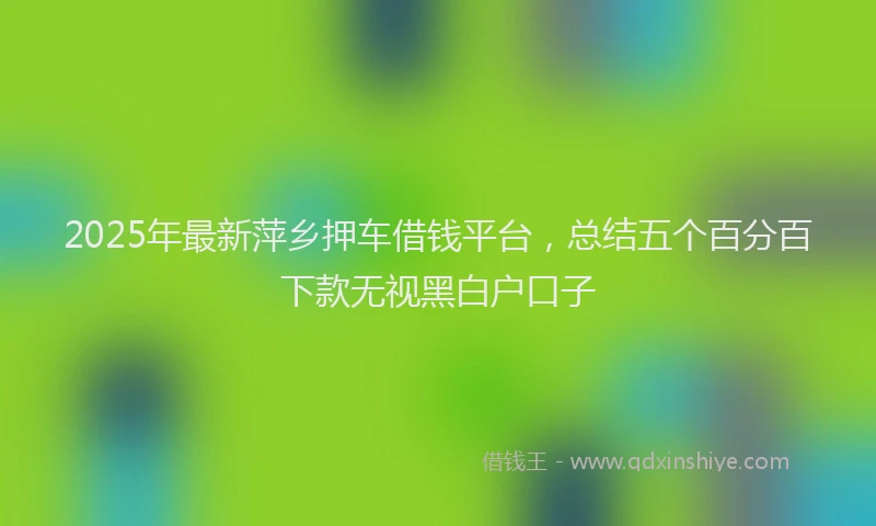 2025年最新萍乡押车借钱平台，总结五个百分百下款无视黑白户口子