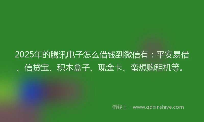 2025年的腾讯电子怎么借钱到微信有：平安易借、信贷宝、积木盒子、现金卡、蛮想购租机等。