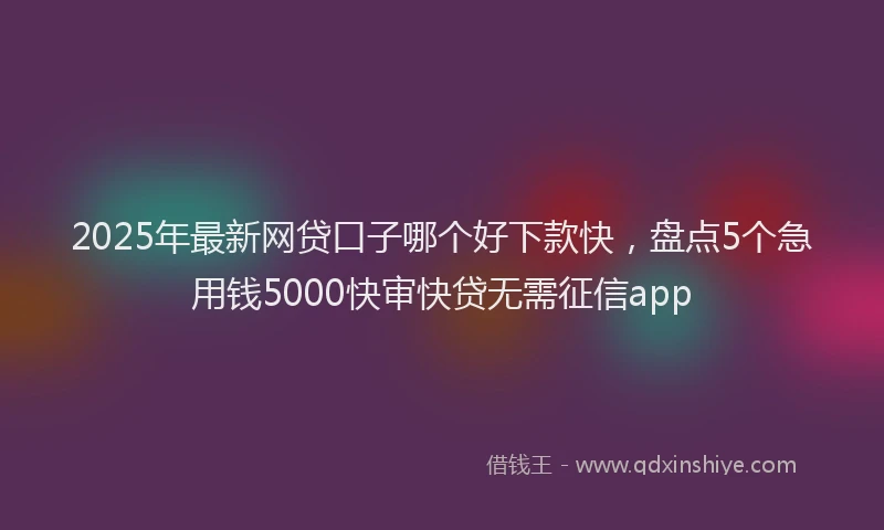 2025年最新网贷口子哪个好下款快，盘点5个急用钱5000快审快贷无需征信app