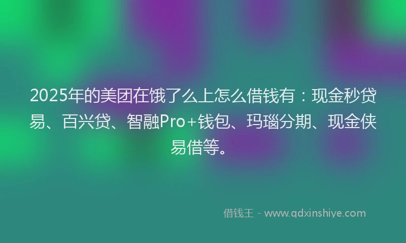 2025年的美团在饿了么上怎么借钱有：现金秒贷易、百兴贷、智融Pro+钱包、玛瑙分期、现金侠易借等。