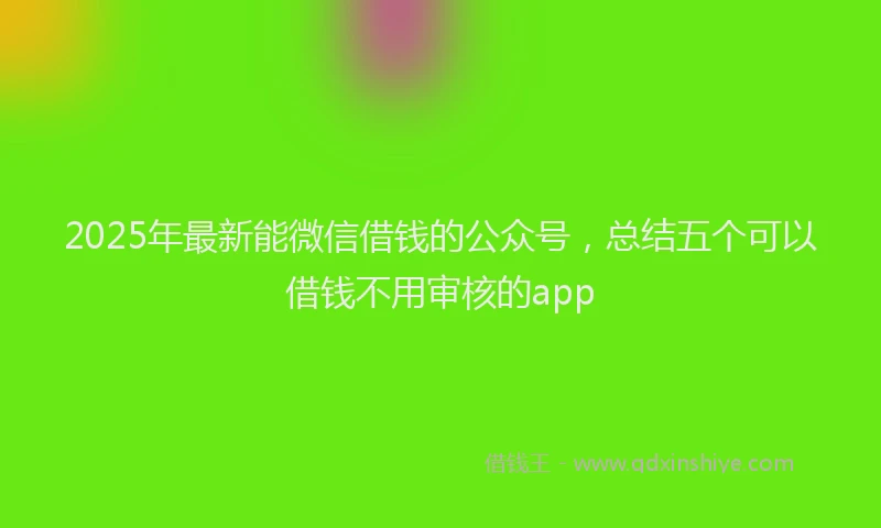 2025年最新能微信借钱的公众号，总结五个可以借钱不用审核的app
