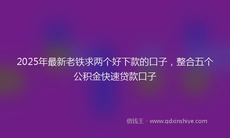 2025年最新老铁求两个好下款的口子，整合五个公积金快速贷款口子