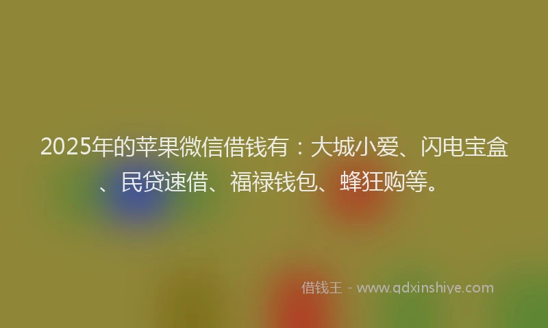 2025年的苹果微信借钱有：大城小爱、闪电宝盒、民贷速借、福禄钱包、蜂狂购等。