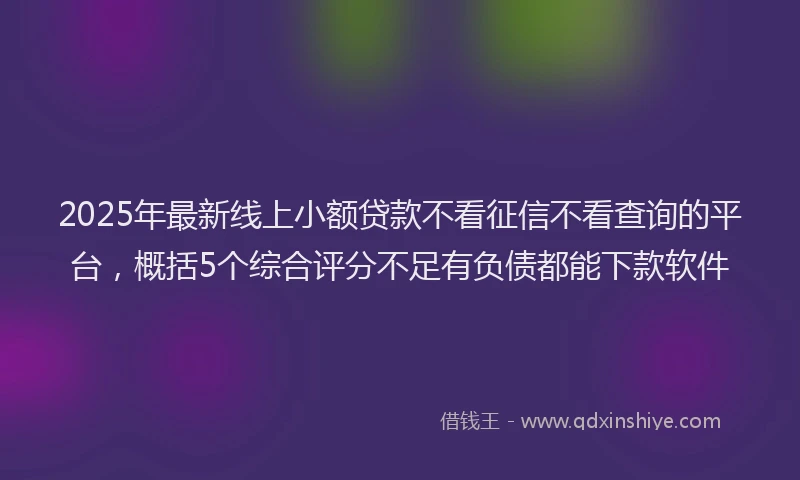 2025年最新线上小额贷款不看征信不看查询的平台，概括5个综合评分不足有负债都能下款软件