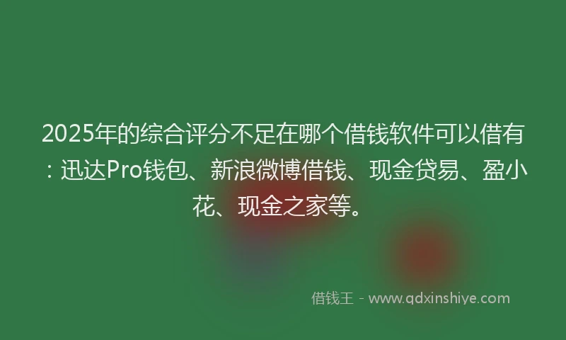 2025年的综合评分不足在哪个借钱软件可以借有：迅达Pro钱包、新浪微博借钱、现金贷易、盈小花、现金之家等。