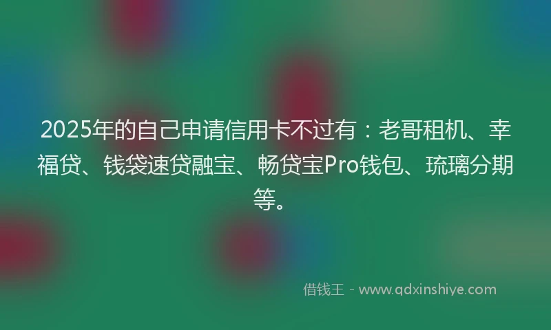2025年的自己申请信用卡不过有：老哥租机、幸福贷、钱袋速贷融宝、畅贷宝Pro钱包、琉璃分期等。