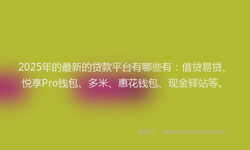 2025年的最新的贷款平台有哪些有：借贷易贷、悦享Pro钱包、多米、惠花钱包、现金驿站等。