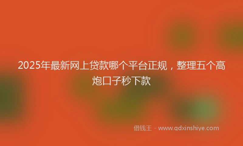 2025年最新网上贷款哪个平台正规，整理五个高炮口子秒下款