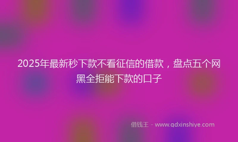 2025年最新秒下款不看征信的借款，盘点五个网黑全拒能下款的口子