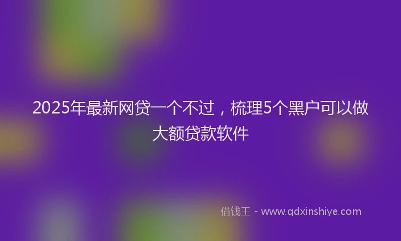 2025年最新网贷一个不过，梳理5个黑户可以做大额贷款软件