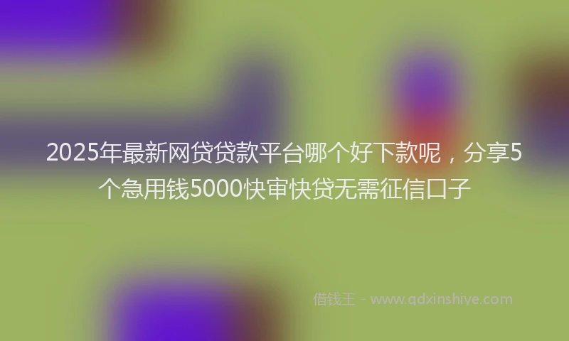 2025年最新网贷贷款平台哪个好下款呢，分享5个急用钱5000快审快贷无需征信口子