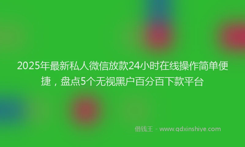2025年最新私人微信放款24小时在线操作简单便捷，盘点5个无视黑户百分百下款平台