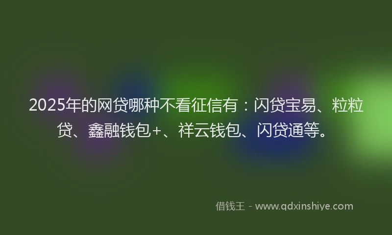 2025年的网贷哪种不看征信有：闪贷宝易、粒粒贷、鑫融钱包+、祥云钱包、闪贷通等。