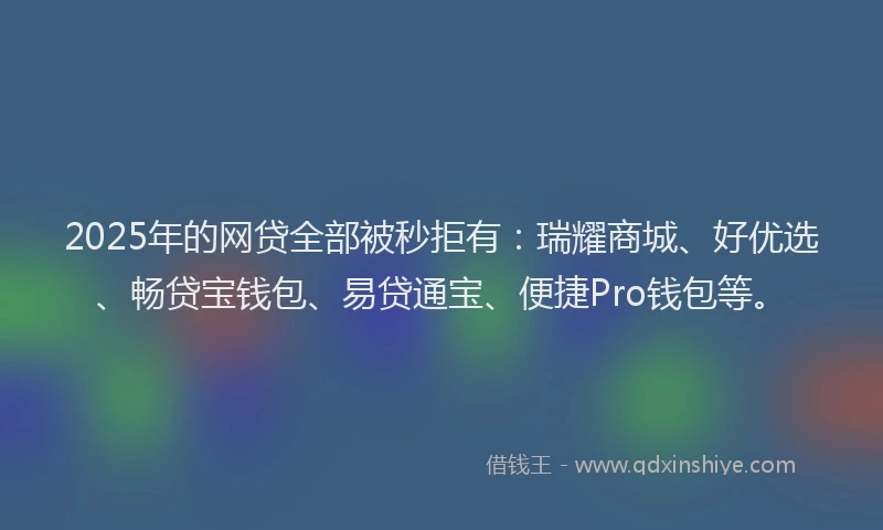2025年的网贷全部被秒拒有：瑞耀商城、好优选、畅贷宝钱包、易贷通宝、便捷Pro钱包等。