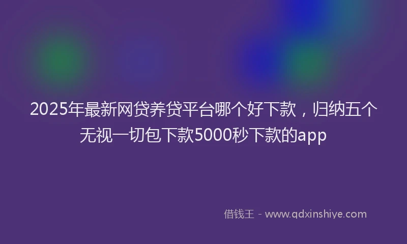 2025年最新网贷养贷平台哪个好下款，归纳五个无视一切包下款5000秒下款的app