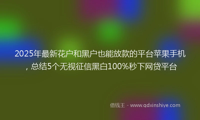 2025年最新花户和黑户也能放款的平台苹果手机，总结5个无视征信黑白100%秒下网贷平台