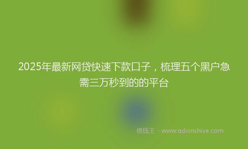 2025年最新网贷快速下款口子，梳理五个黑户急需三万秒到的的平台