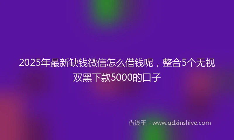 2025年最新缺钱微信怎么借钱呢，整合5个无视双黑下款5000的口子