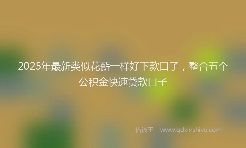 2025年最新类似花薪一样好下款口子，整合五个公积金快速贷款口子