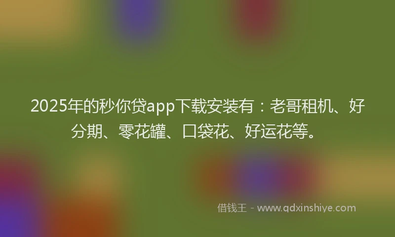 2025年的秒你贷app下载安装有：老哥租机、好分期、零花罐、口袋花、好运花等。