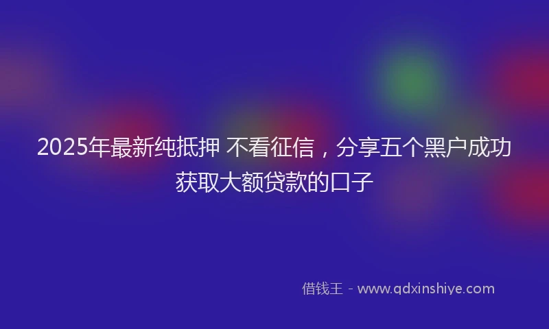 2025年最新纯抵押 不看征信，分享五个黑户成功获取大额贷款的口子