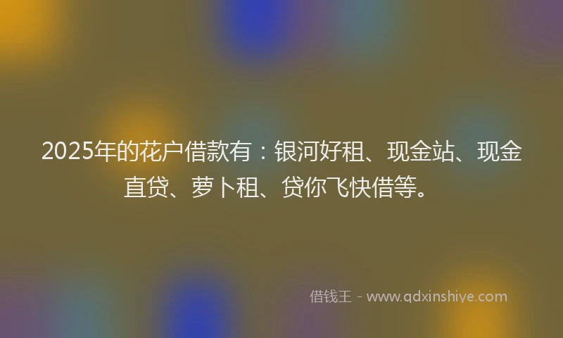 2025年的花户借款有：银河好租、现金站、现金直贷、萝卜租、贷你飞快借等。