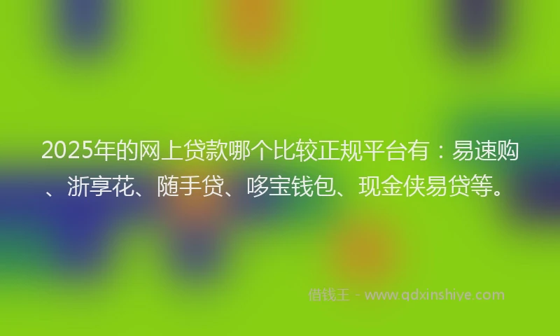 2025年的网上贷款哪个比较正规平台有：易速购、浙享花、随手贷、哆宝钱包、现金侠易贷等。