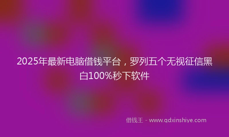 2025年最新电脑借钱平台，罗列五个无视征信黑白100%秒下软件
