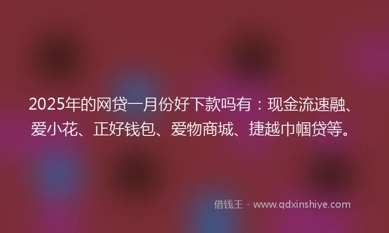 2025年的网贷一月份好下款吗有：现金流速融、爱小花、正好钱包、爱物商城、捷越巾帼贷等。