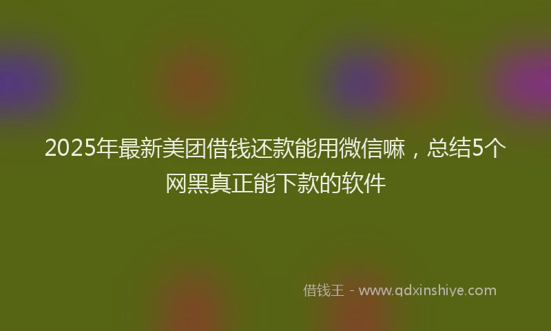 2025年最新美团借钱还款能用微信嘛，总结5个网黑真正能下款的软件