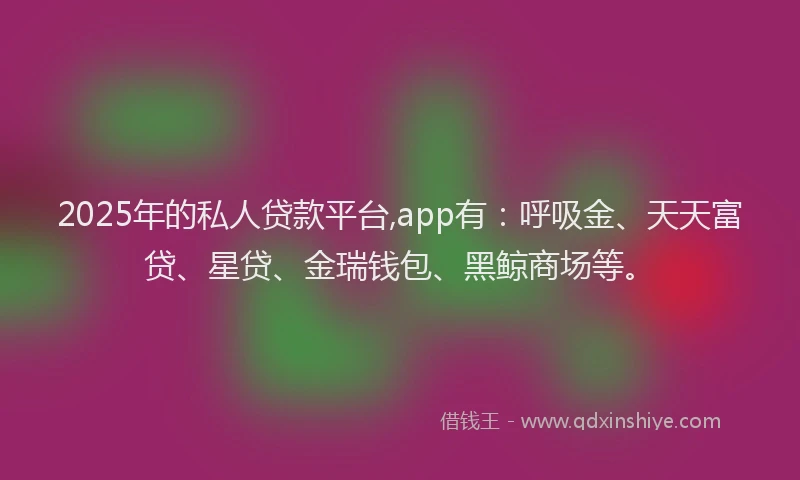2025年的私人贷款平台,app有：呼吸金、天天富贷、星贷、金瑞钱包、黑鲸商场等。