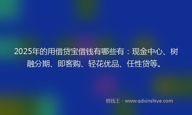2025年的用借贷宝借钱有哪些有：现金中心、树融分期、即客购、轻花优品、任性贷等。