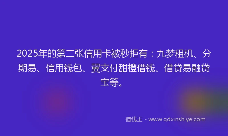 2025年的第二张信用卡被秒拒有：九梦租机、分期易、信用钱包、翼支付甜橙借钱、借贷易融贷宝等。