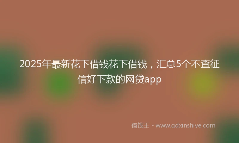 2025年最新花下借钱花下借钱，汇总5个不查征信好下款的网贷app