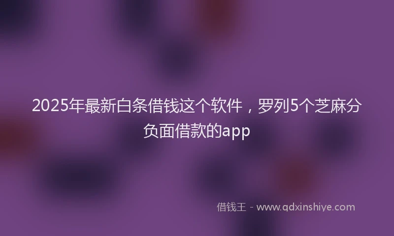 2025年最新白条借钱这个软件，罗列5个芝麻分负面借款的app