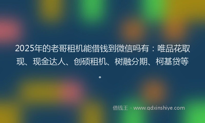 2025年的老哥租机能借钱到微信吗有：唯品花取现、现金达人、创硕租机、树融分期、柯基贷等。