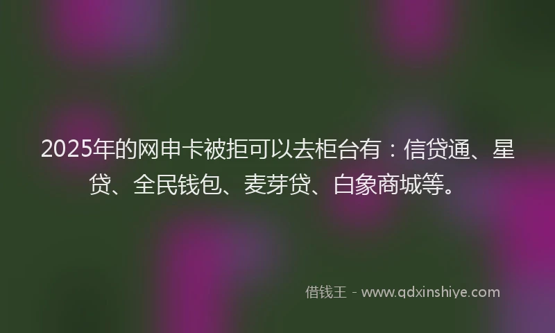 2025年的网申卡被拒可以去柜台有：信贷通、星贷、全民钱包、麦芽贷、白象商城等。