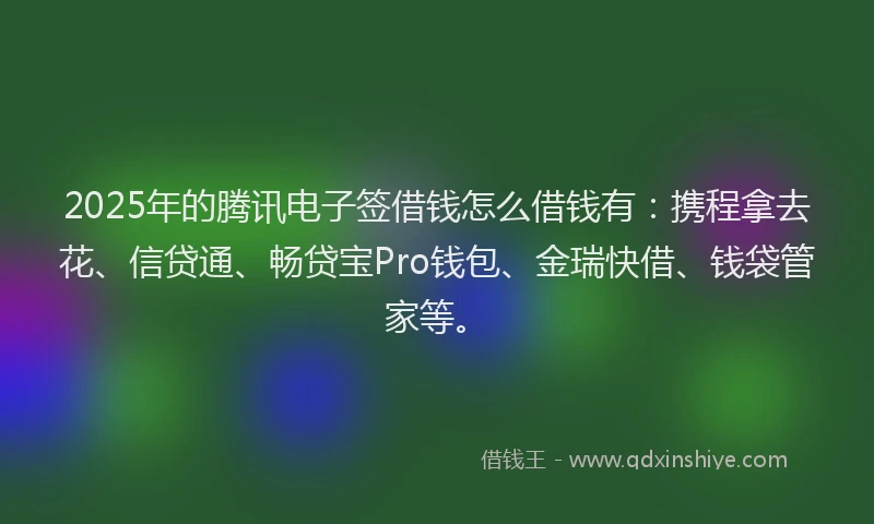 2025年的腾讯电子签借钱怎么借钱有：携程拿去花、信贷通、畅贷宝Pro钱包、金瑞快借、钱袋管家等。
