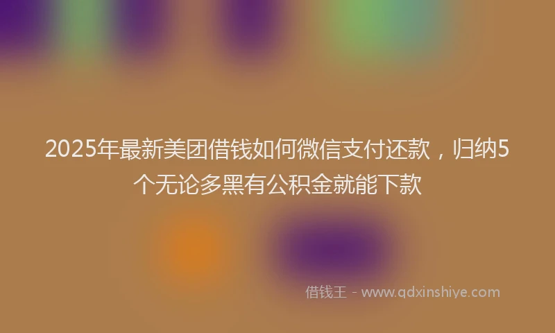 2025年最新美团借钱如何微信支付还款，归纳5个无论多黑有公积金就能下款