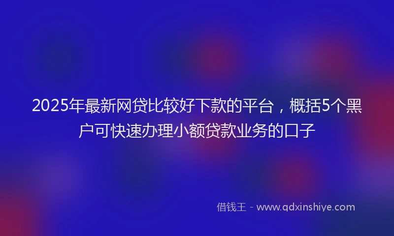 2025年最新网贷比较好下款的平台，概括5个黑户可快速办理小额贷款业务的口子