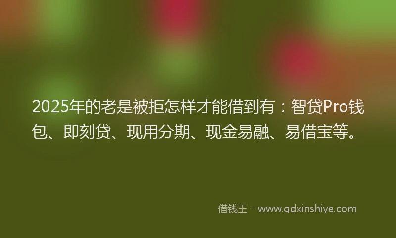 2025年的老是被拒怎样才能借到有：智贷Pro钱包、即刻贷、现用分期、现金易融、易借宝等。