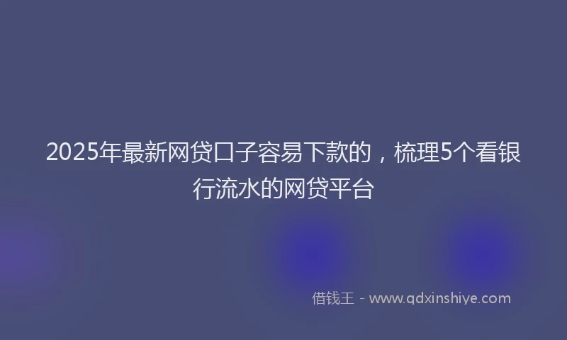 2025年最新网贷口子容易下款的，梳理5个看银行流水的网贷平台