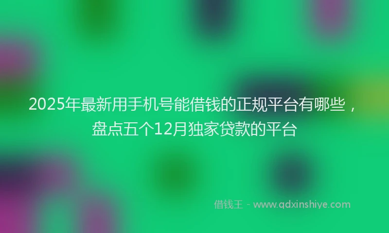 2025年最新用手机号能借钱的正规平台有哪些，盘点五个12月独家贷款的平台