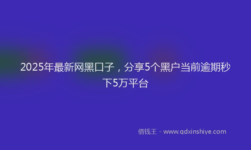 2025年最新网黑口子，分享5个黑户当前逾期秒下5万平台