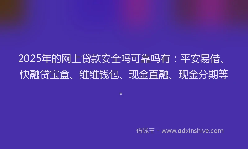 2025年的网上贷款安全吗可靠吗有：平安易借、快融贷宝盒、维维钱包、现金直融、现金分期等。