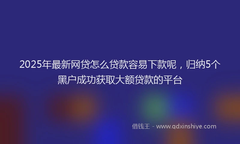 2025年最新网贷怎么贷款容易下款呢，归纳5个黑户成功获取大额贷款的平台