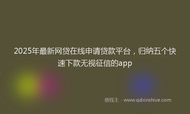 2025年最新网贷在线申请贷款平台，归纳五个快速下款无视征信的app