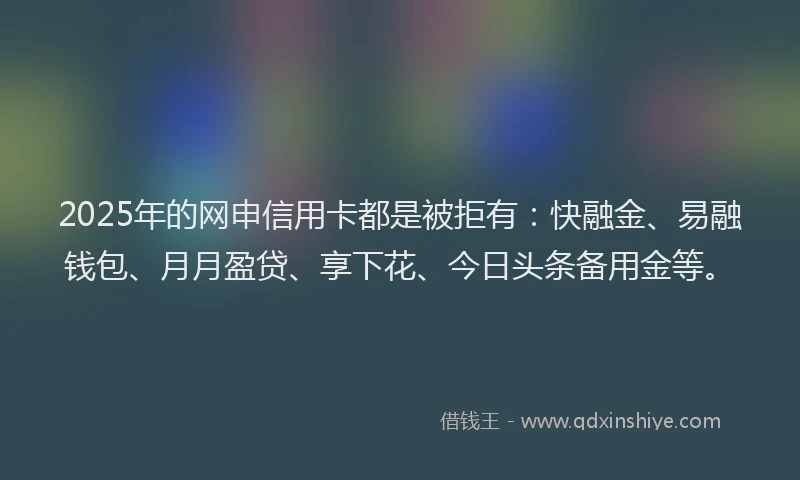 2025年的网申信用卡都是被拒有：快融金、易融钱包、月月盈贷、享下花、今日头条备用金等。