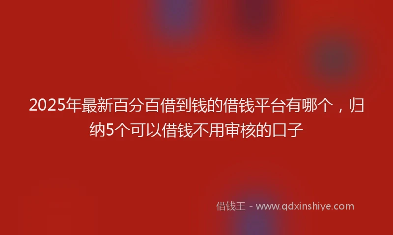 2025年最新百分百借到钱的借钱平台有哪个，归纳5个可以借钱不用审核的口子